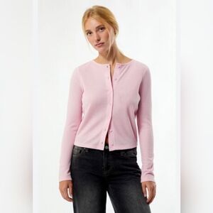 Pink Cashmere Cardigan Sweater